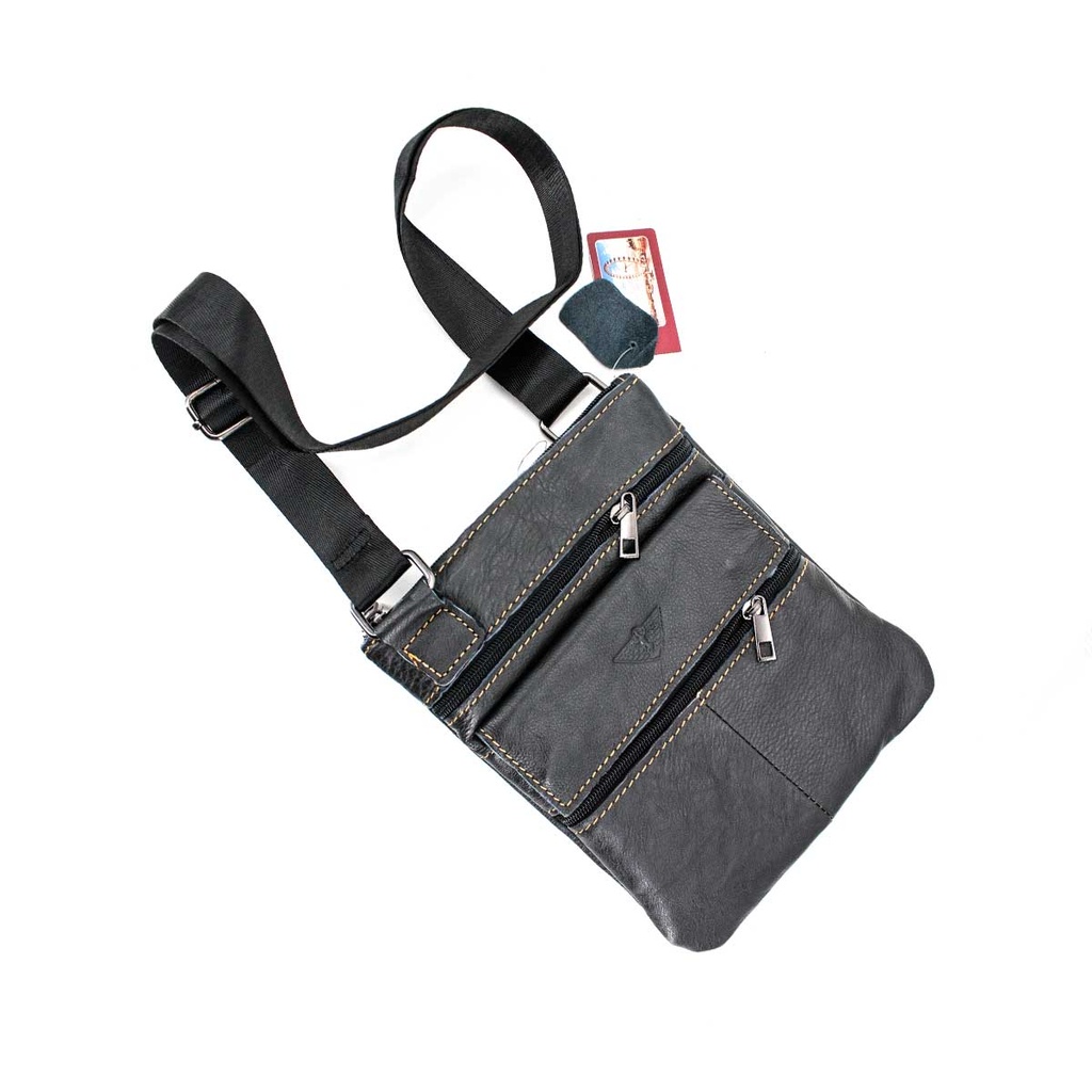 BOLSO CUERO PLANO RECTANGULAR NEGRA