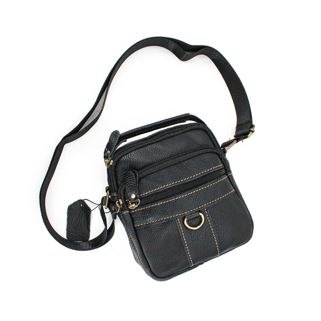 BOLSO CUERO DISPEL CREMALLERA ANILLA NEGRO