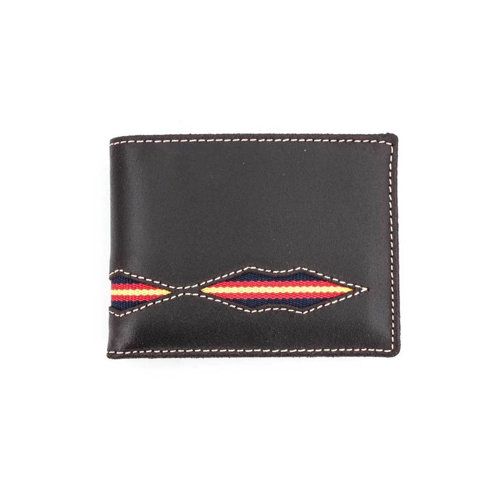 CARTERA PIEL SURCO BANDERA ESPAÑA MARRON
