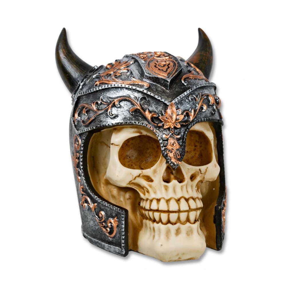 CALAVERA DECORACION CASCO VIKINGO GRIS