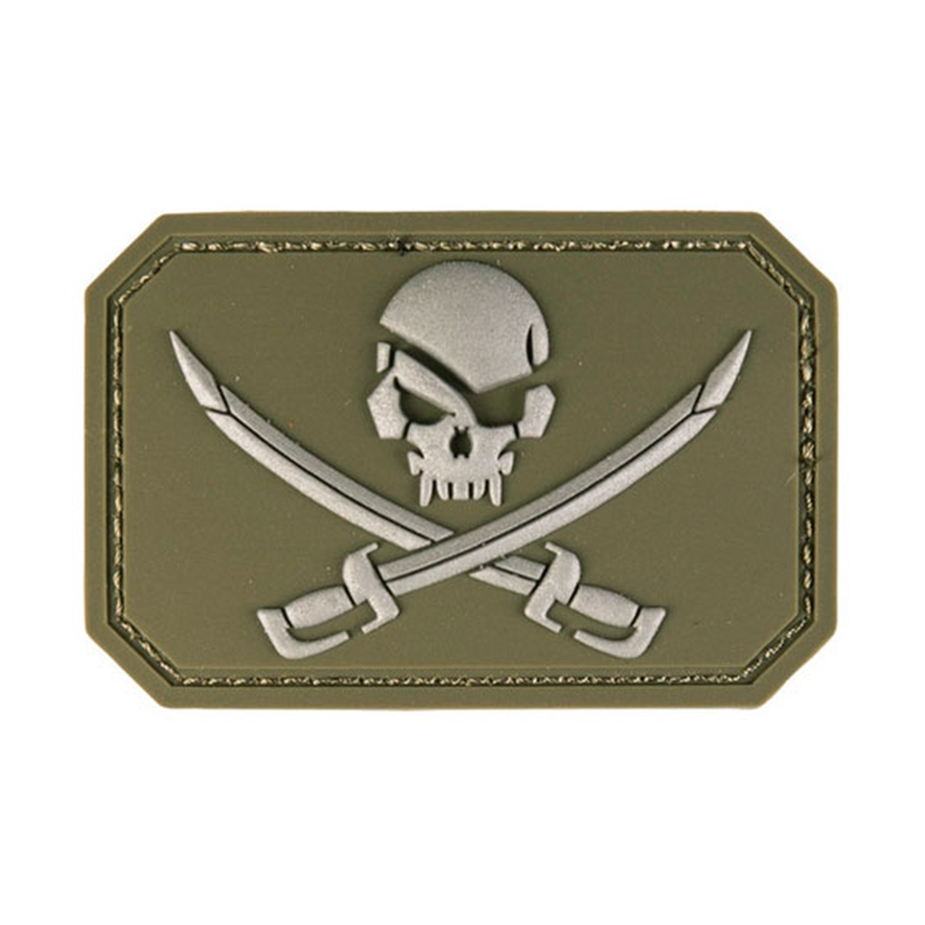 PARCHE PVC PIRATA SKULL SABLES MILTEC VERDE