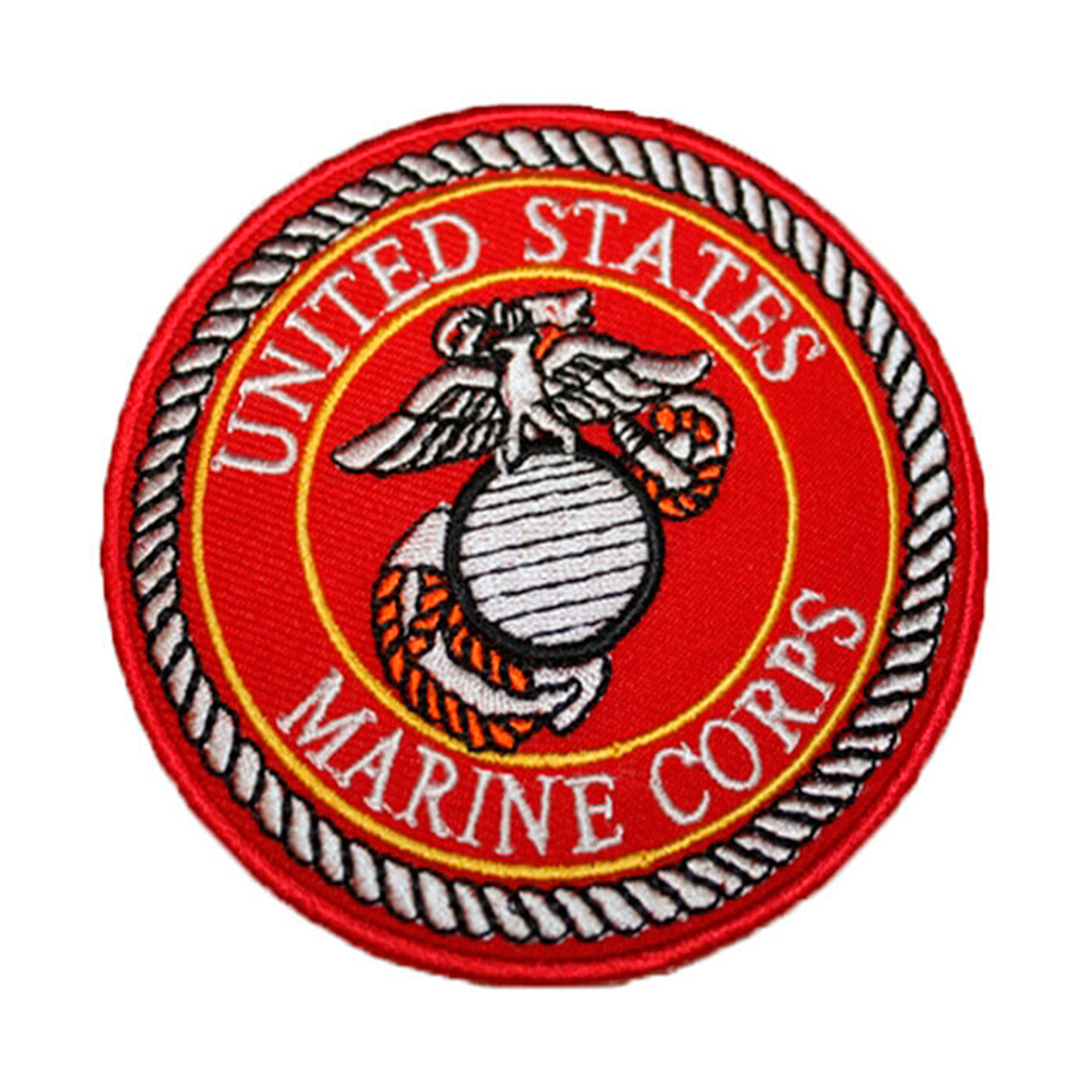 PARCHE BORDADO UNITED STATES MARINE CORPS REDONDO ROJO