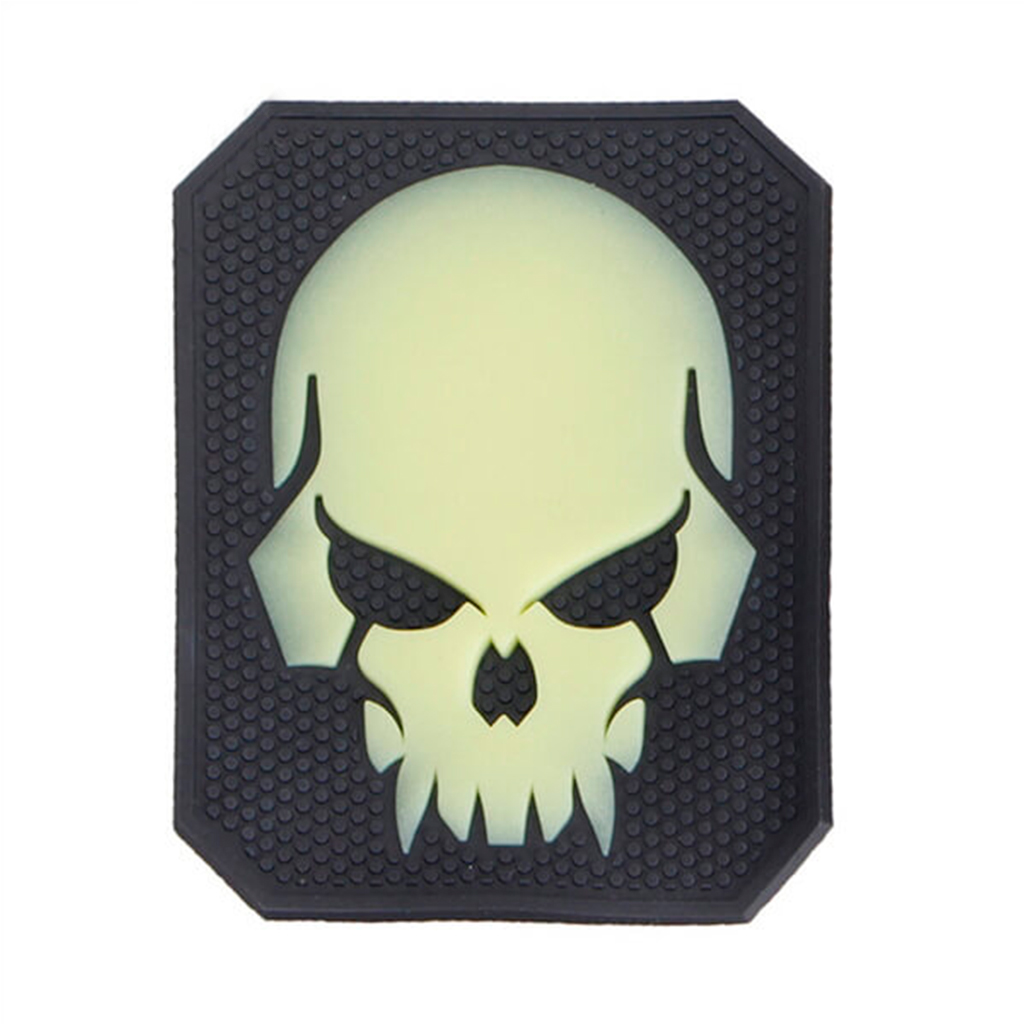 PARCHE PVC CALAVERA PIRATA SKULL NEGRO-FLUOR