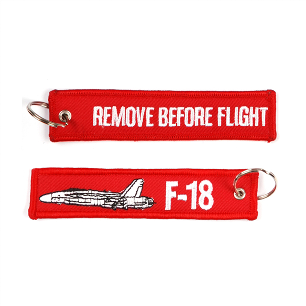 LLAVERO CINTA RECTANGULAR REMOVE F18 ROJO