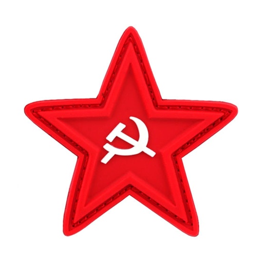 [V4441004077] PARCHE PVC 3D ESTRELLA HOZ Y MARTILLO ROJO
