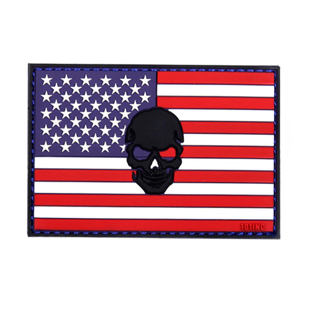 PARCHE PVC 3D CALAVERA CUADRADO BANDERA USA