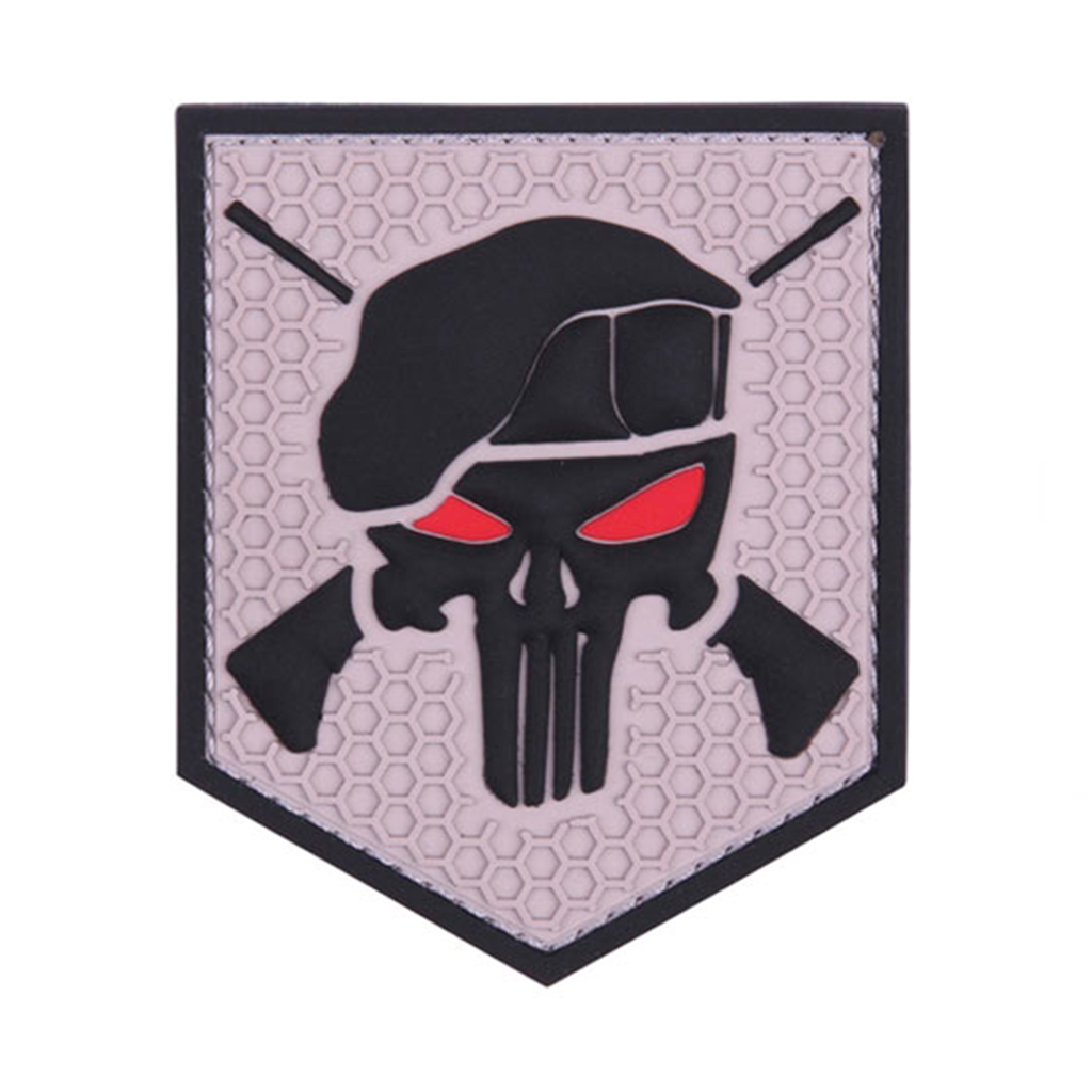 PARCHE PVC 3D PUNISHER COMMANDO OJOS ROJOS GRIS