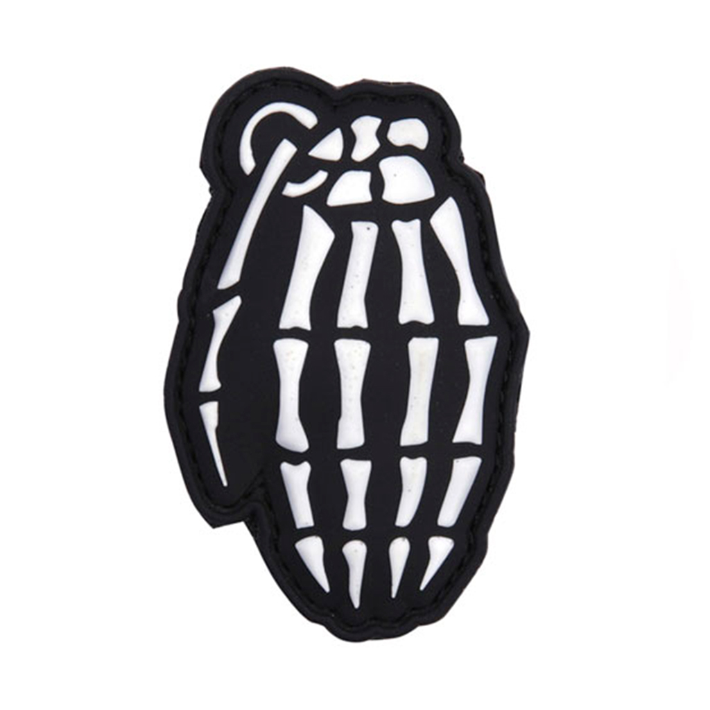 PARCHE PVC 3D SKULL GRANADA MANO HUESO NEGRO