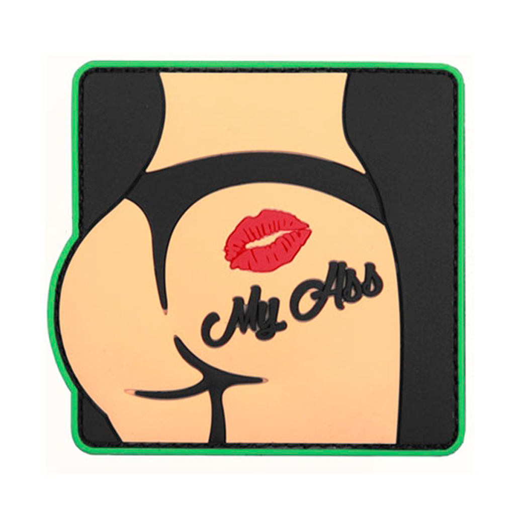 PARCHE PVC 3D KISS MY ASS CULO NEGRO-VERDE