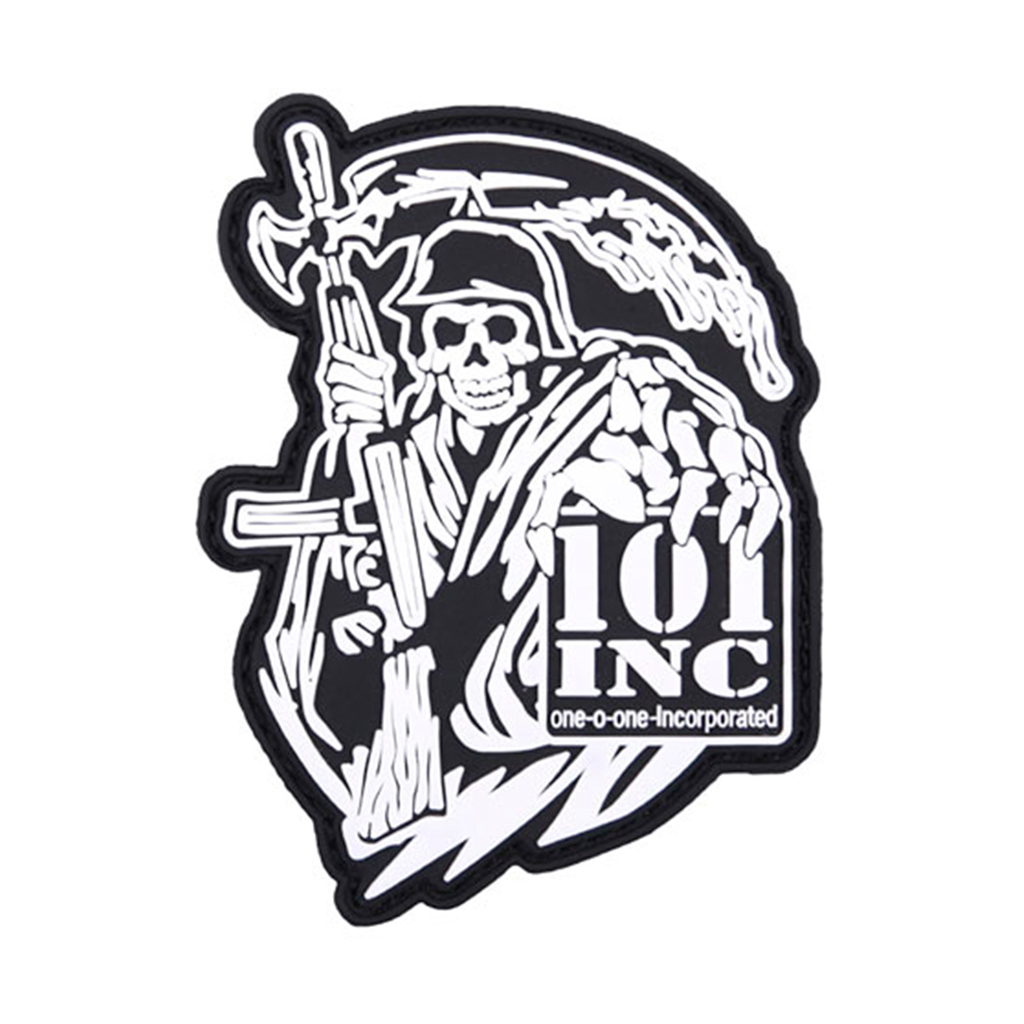 PARCHE PVC 3D CALAVERA AK 101 INC NEGRO-BLANCO