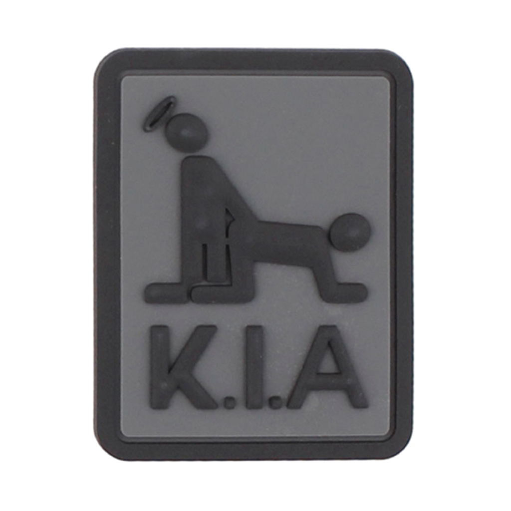 PARCHE PVC 3D KILLED IN ACTION K.I.A GRIS-NEGRO