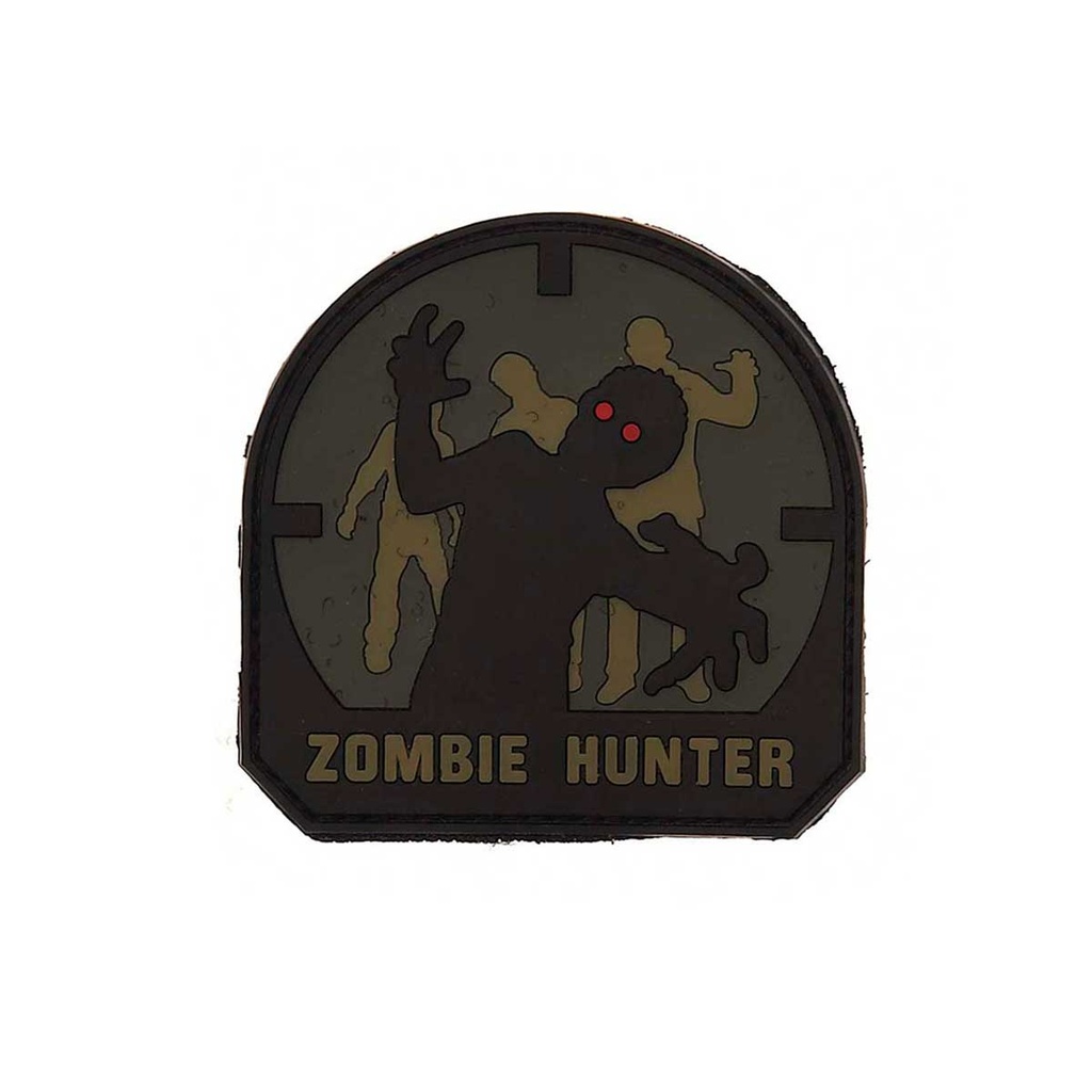 PARCHE PVC 3D ZOMBIE HUNTER NEGRO OJOS ROJOS