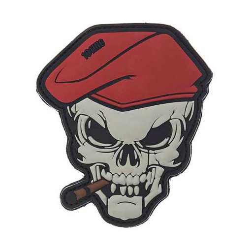 [V4441803831] PARCHE PVC 3D CALAVERA BOINA PURO BLANCO-ROJO