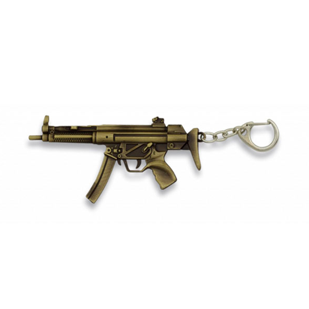 LLAVERO FUSIL MP5 ZAMAK DORADO