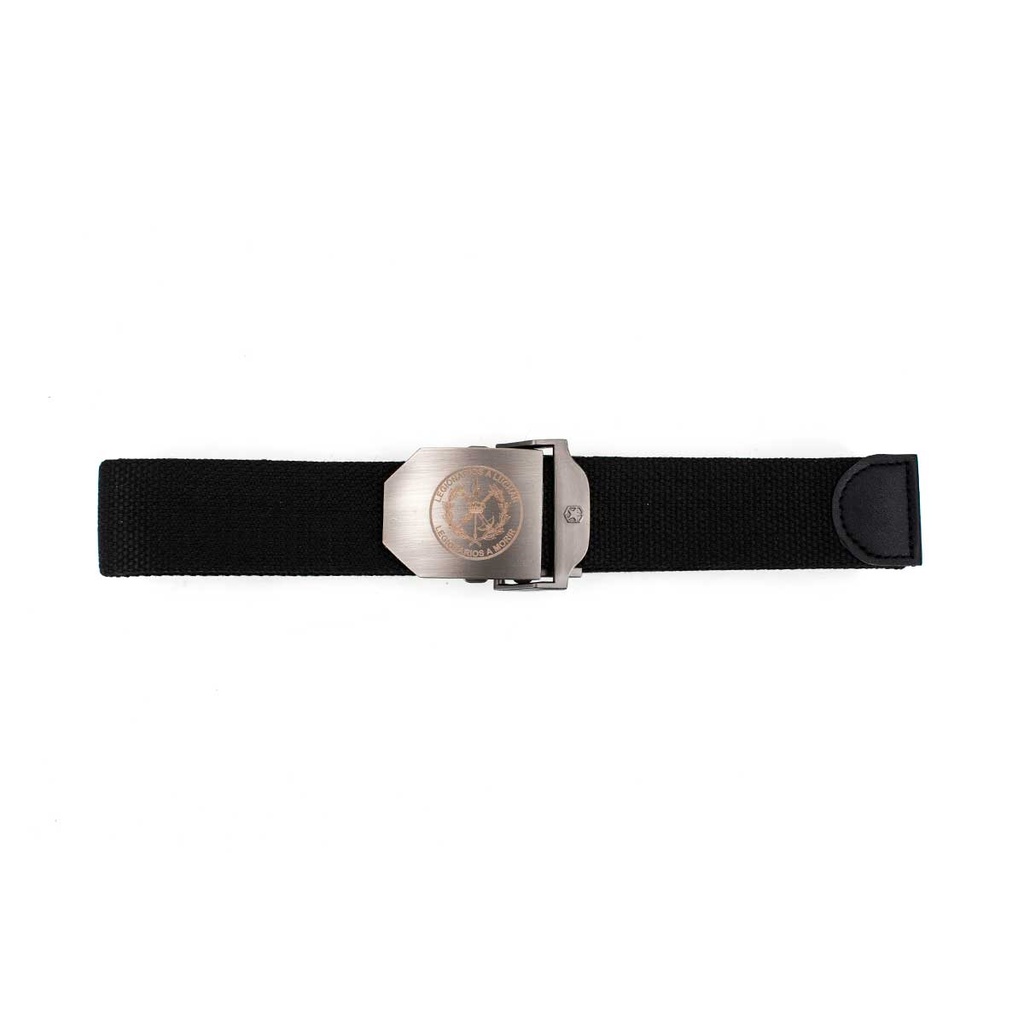 CINTURON HEBILLA METALICA TAPETA LEGION NEGRO