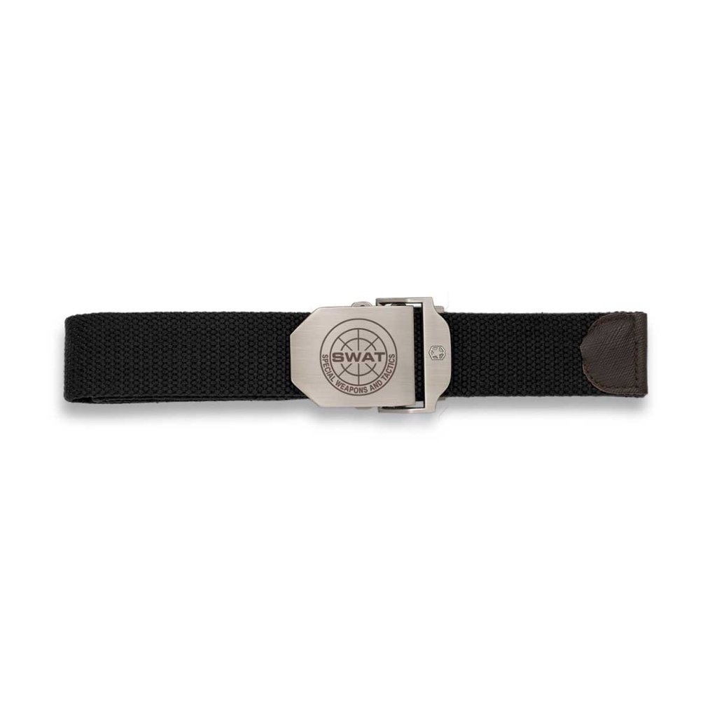 CINTURON HEBILLA METALICA TAPETA SWAT NEGRO