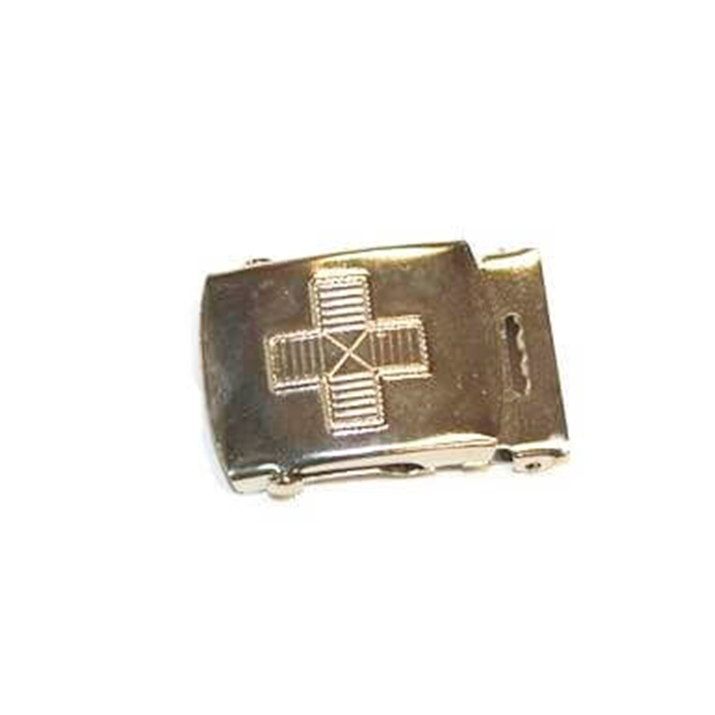 HEBILLA METALICA CINTURON ESTRECHO CRUZ ROJA PLATA