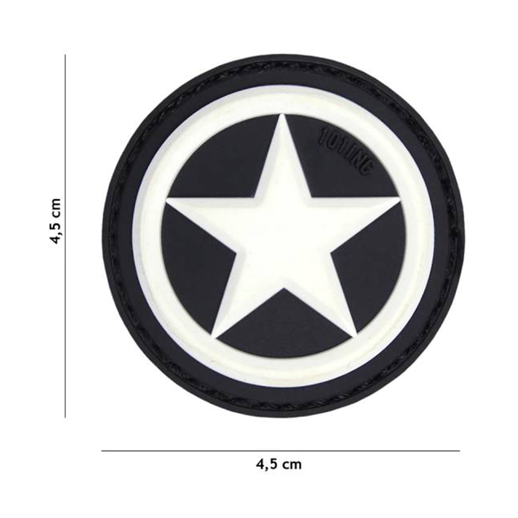 PARCHE PVC 3D REDONDO ESTRELLA PEQ. NEGRO-BLANCO