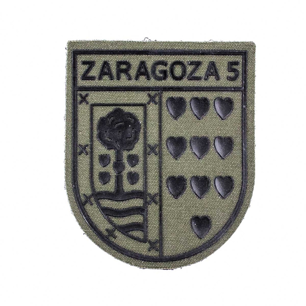 PARCHE ZARAGOZA 5 CORAZONES VELCRO VERDE