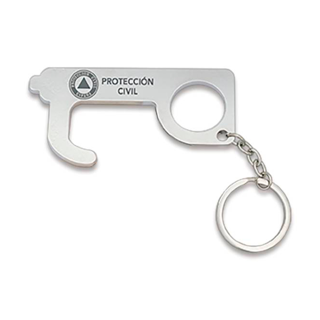 LLAVERO EMPUJADOR ANTICOVID PROTECCION CIVIL PLATA