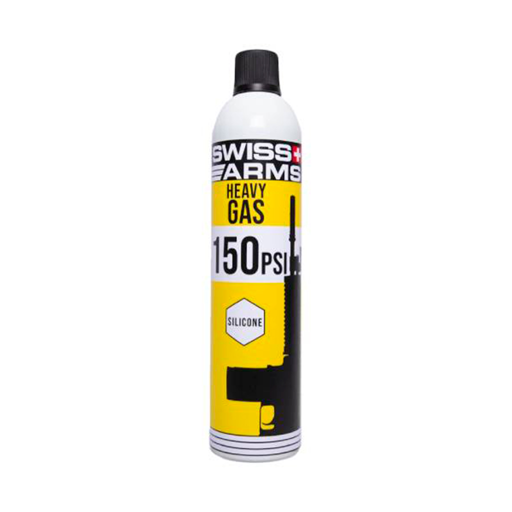 BOTELLA GAS SWISS ARMS HEAVY GAS 150PSI C/SILICONA 600ML AMARILLA