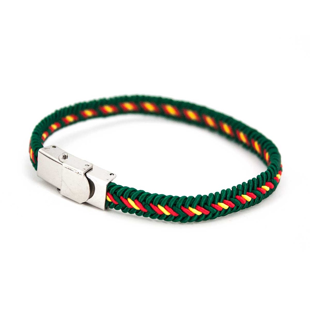 PULSERA ESPAÑA CIERRE PLATA METALICO VERDE