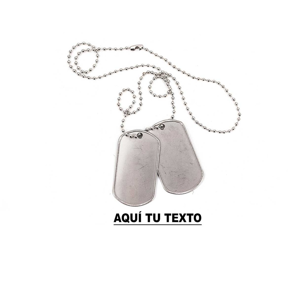 CHAPA IDENTIFICACION TROQUELADA 2PCS PLATA