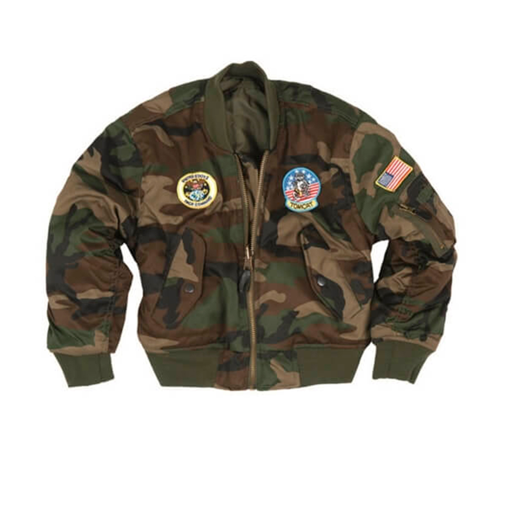 CAZADORA BOMBER NIÑO PARCHES CAMO