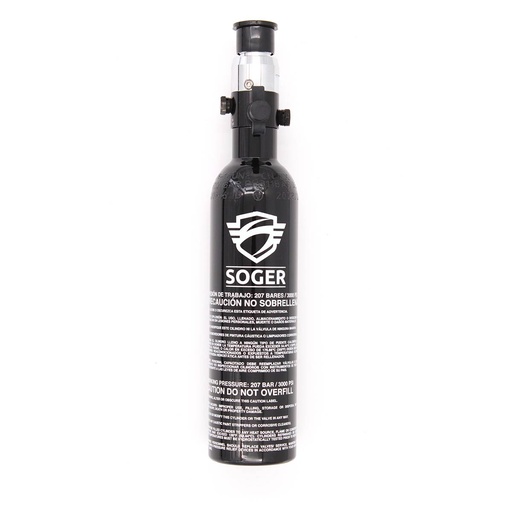 [AD-1227-GR] BOTELLA HPA SOGER 13CI 0.21L 3000 PSI ALUMINIO NEGRA