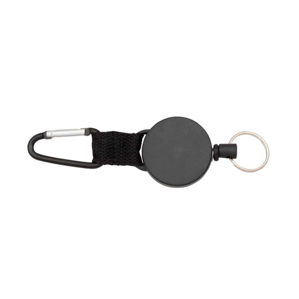 LLAVERO EXTENSIBLE PVC C/MOSQUETON NEGRO
