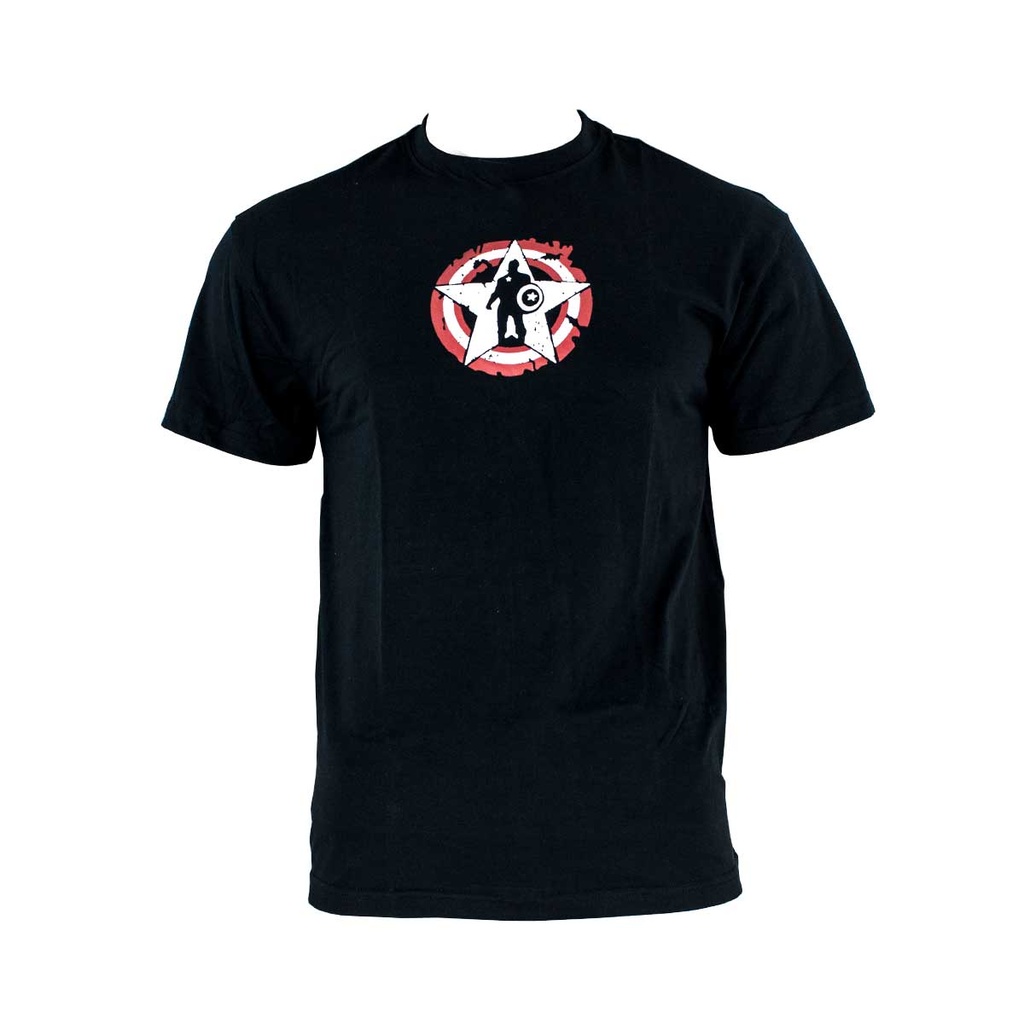 CAMISETA LOGO CAPITAN AMERICA NEGRA