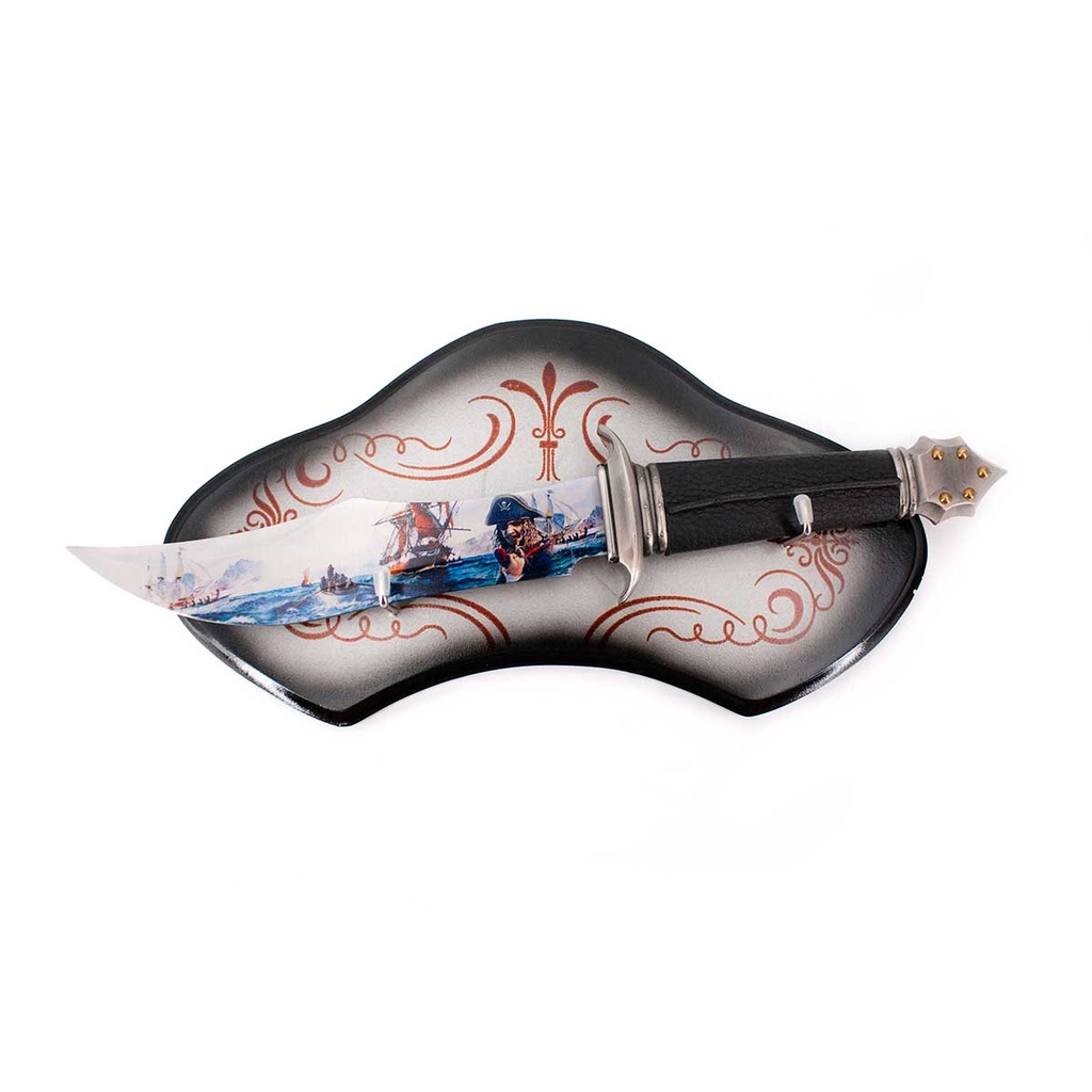 CUCHILLO CROSSNAR PIRATA C/PEANA PLATA-NEGRO