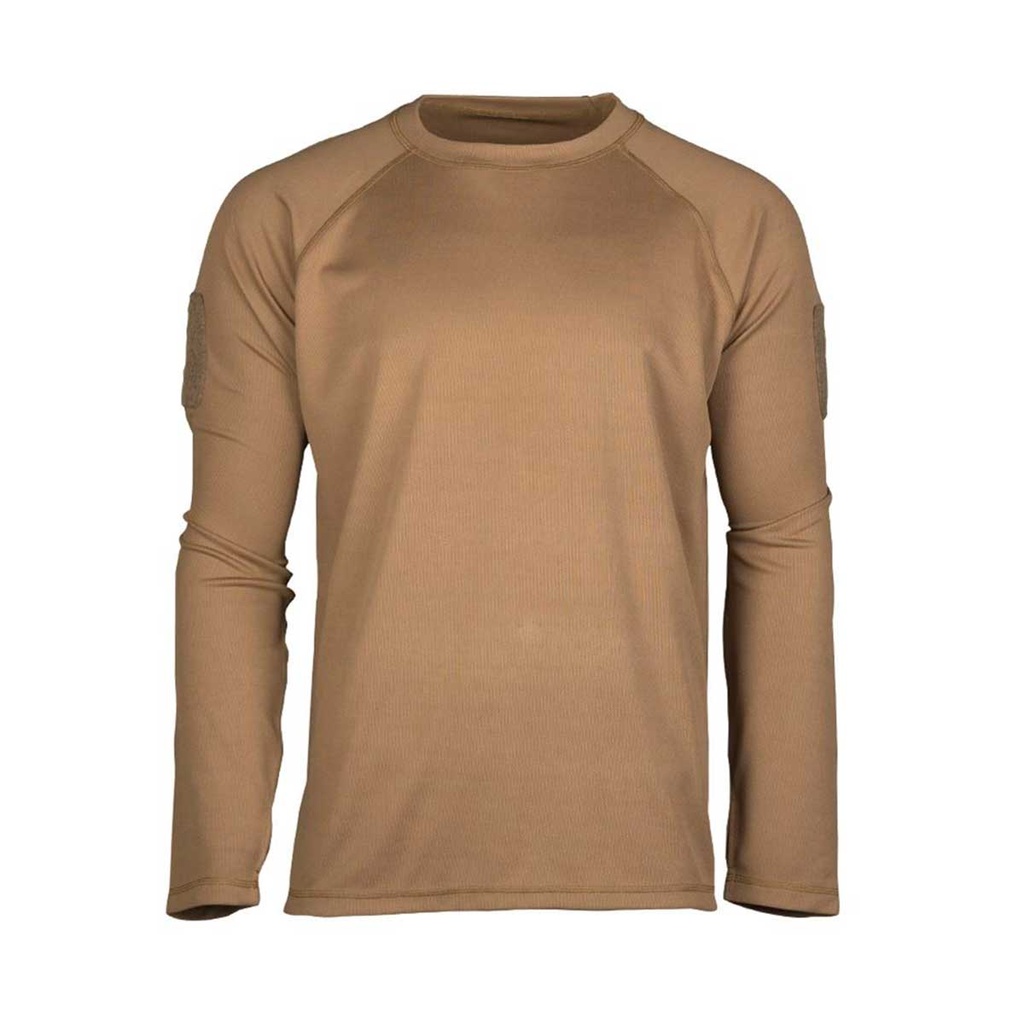 CAMISETA TACTICA MILTEC QUICK DRY M/LARGA VELCRO TAN