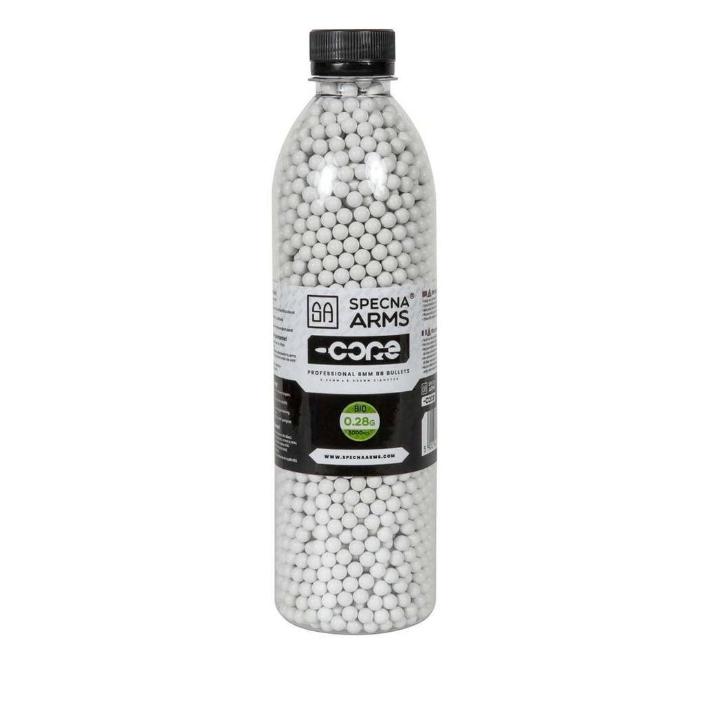 BOLAS SPECNA ARMS CORE BIO 0.28G BOTELLA 3000PCS BLANCA