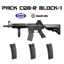 PACK FUSIL MARUI M4 CQB-R BLOCK.1 GAS NEGRO Y 3 CARGADORES GUNS MODIFY