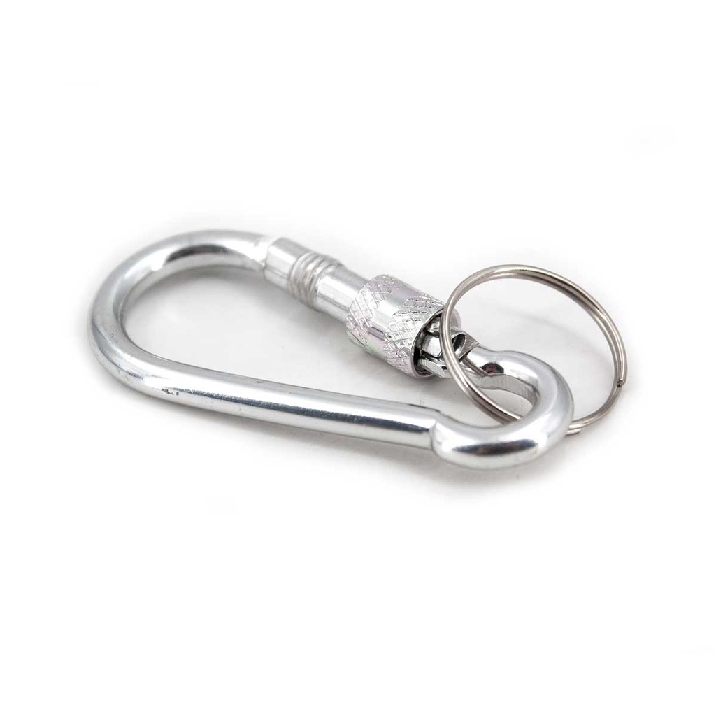 MOSQUETON SEGURO LLAVERO 5CM PLATA