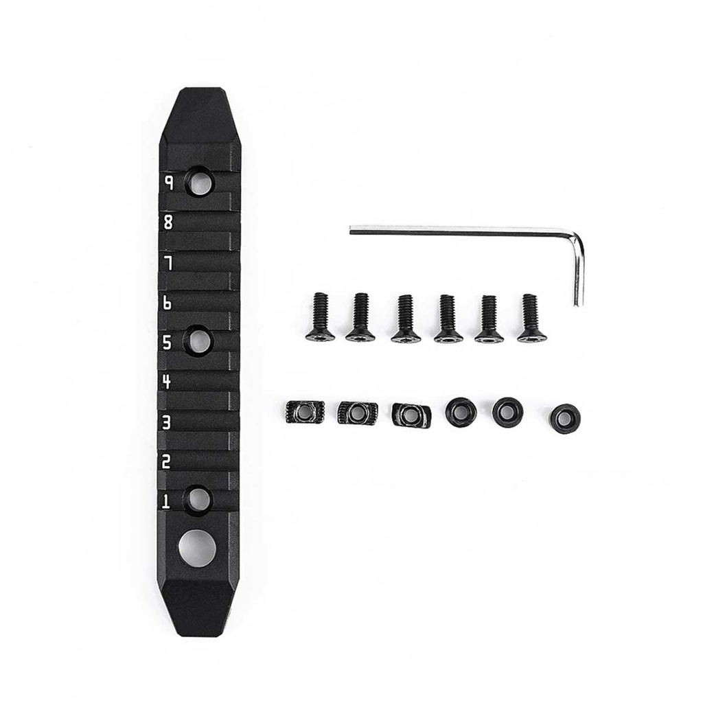 RAIL METAL 9 HUECOS ENGANCHE M/KEYMOD ALUMINIO NEGRO