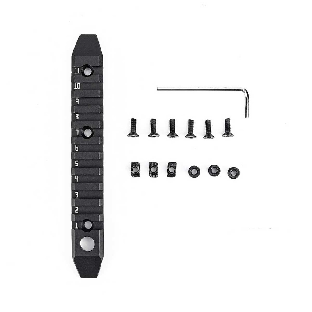 RAIL METAL 11 HUECOS ENGANCHE M/KEYMOD ALUMINIO NEGRO