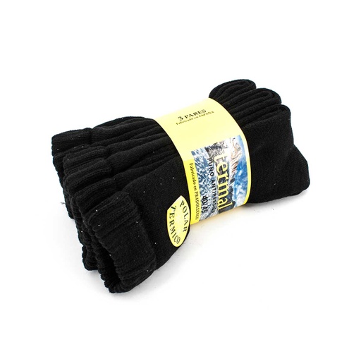 [121201-BK-3P] CALCETIN RIZO NACIONAL GRUESO 3PCS NEGRO