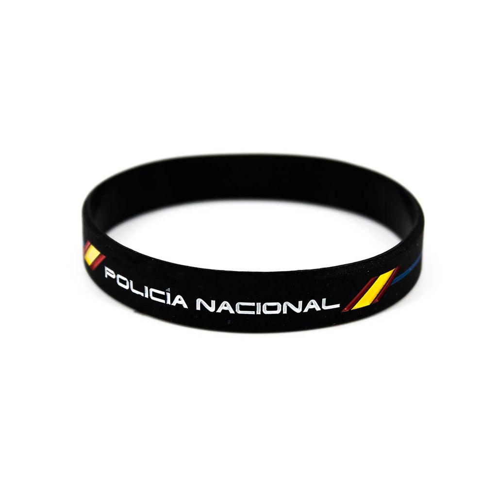 PULSERA GOMA POLICIA NACIONAL NEGRA