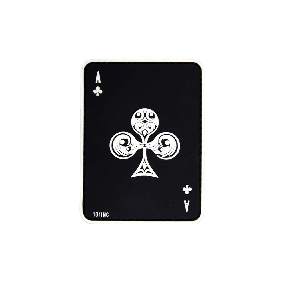 PARCHE PVC 3D CARTA AS TREBOL NEGRO-BLANCO