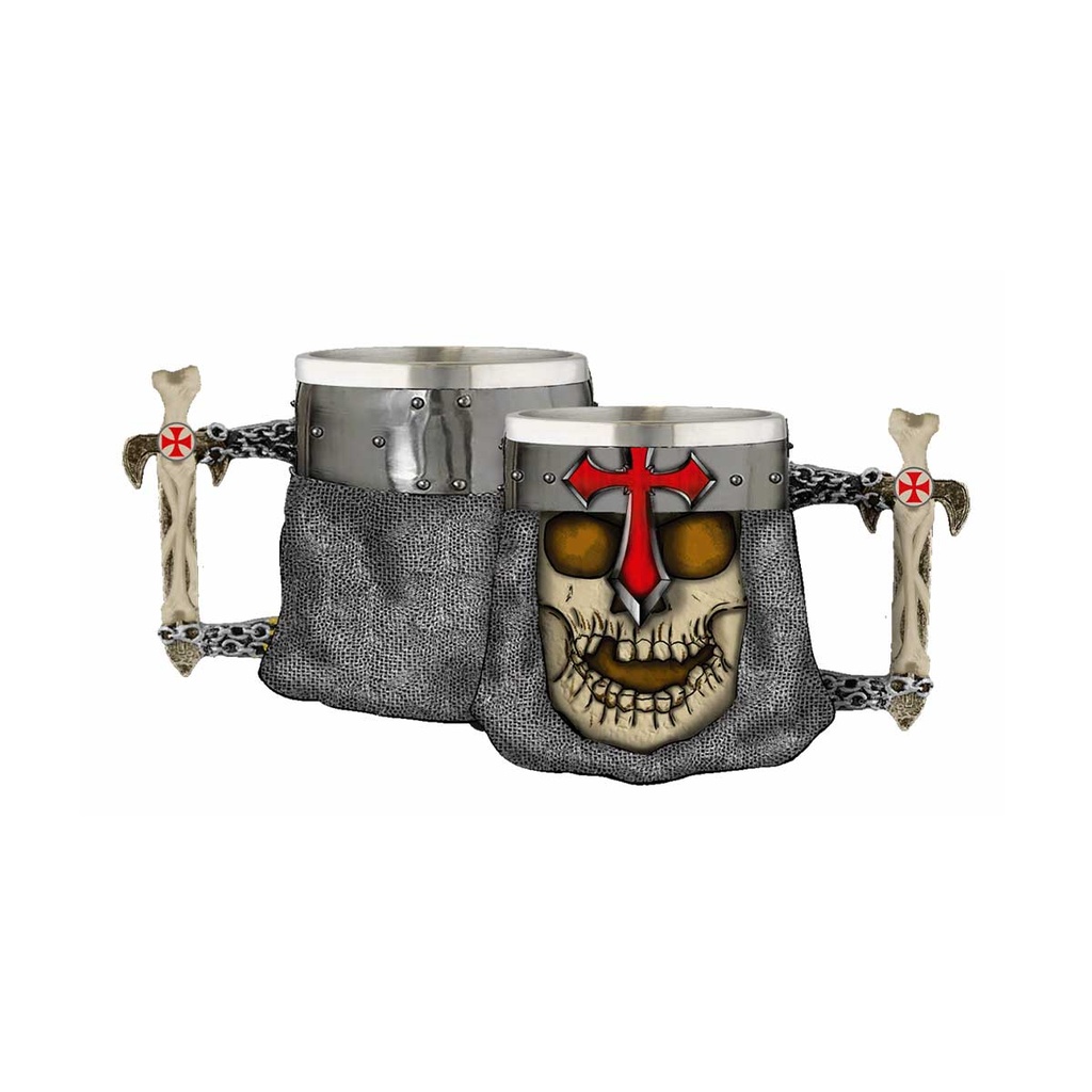 TAZA RESINA TEMPLARIO CALAVERA CRUZ