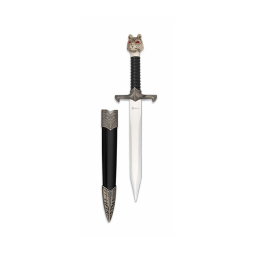 [32393] DAGA JUEGO TRONOS LOBO C/FUNDA 16.7 CM PLATA-NEGRA