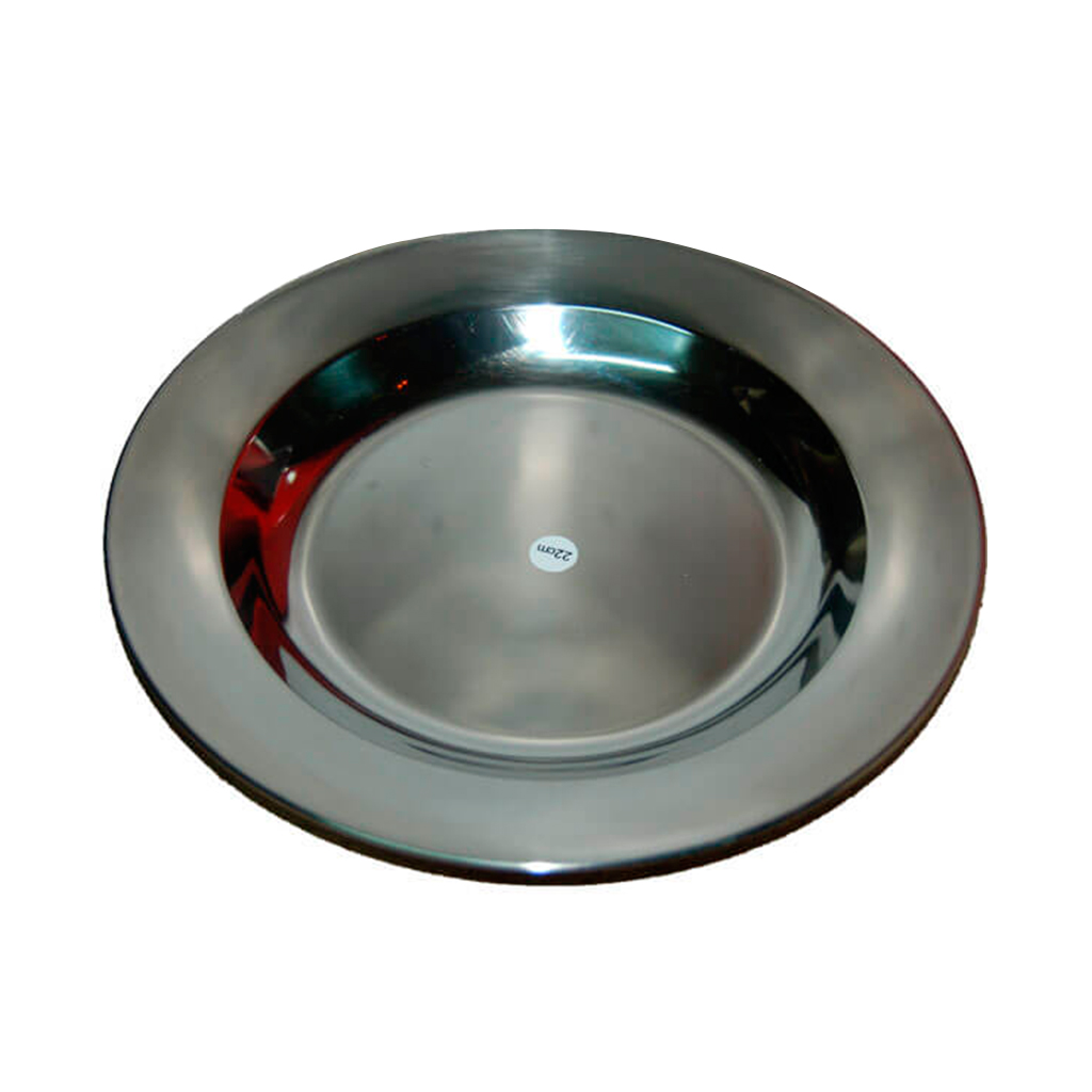 PLATO ACERO INOX MILTEC CAMPING 22CM PLATA