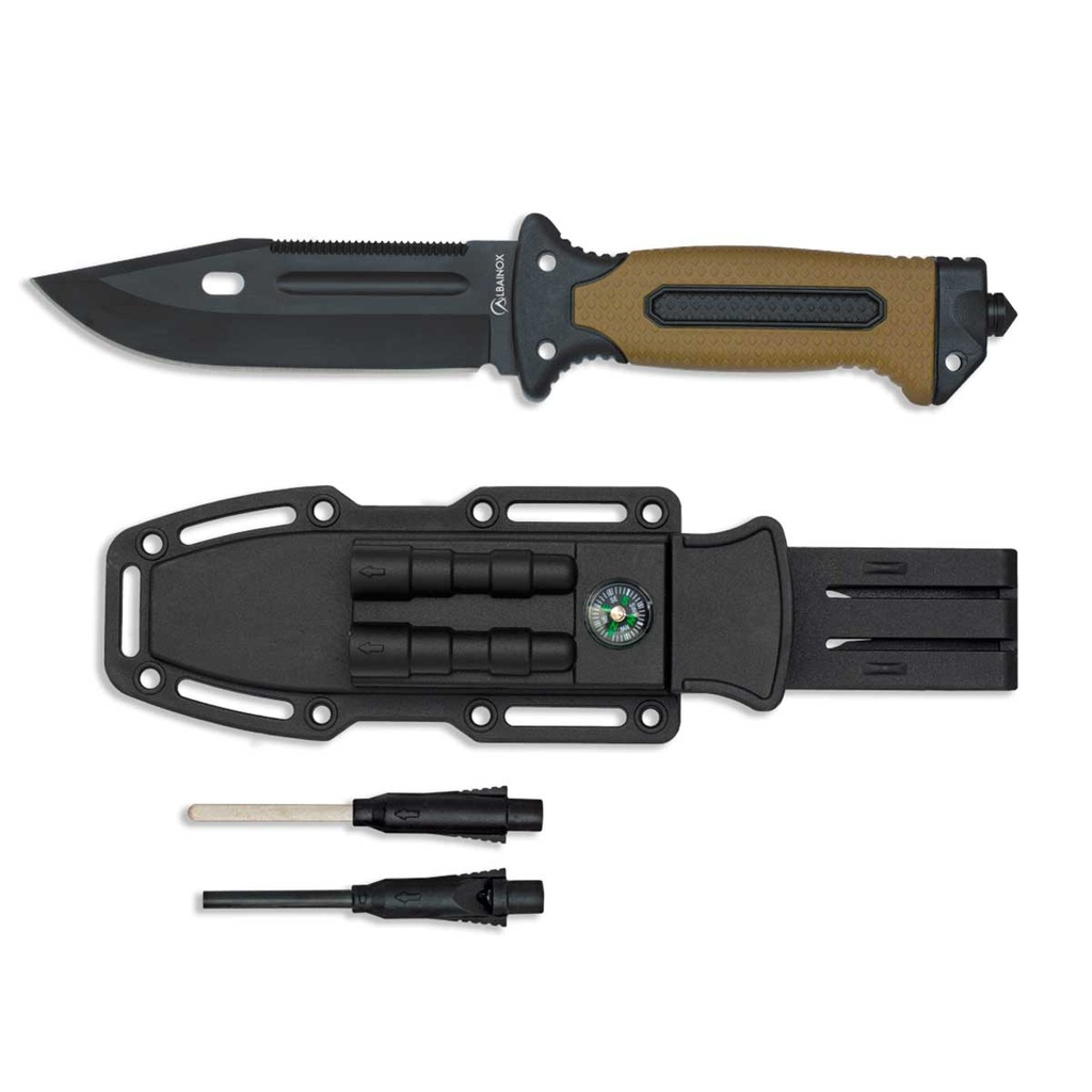 CUCHILLO ALBAINOX FUNDA RIGIDA NEGRO-COYOTE
