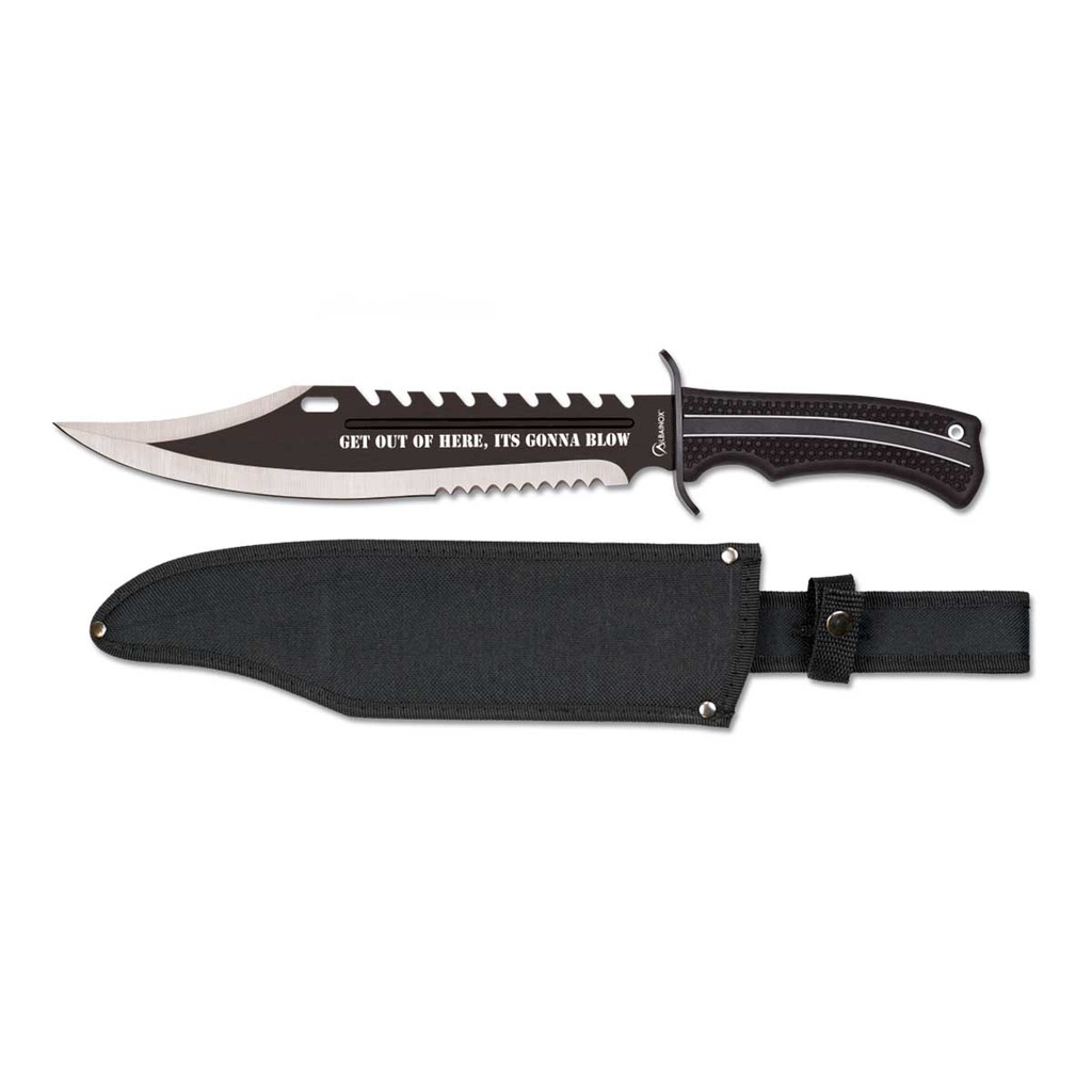 CUCHILLO ALBAINOX TÁCTICO PUÑO GOMA 29CM NEGRO