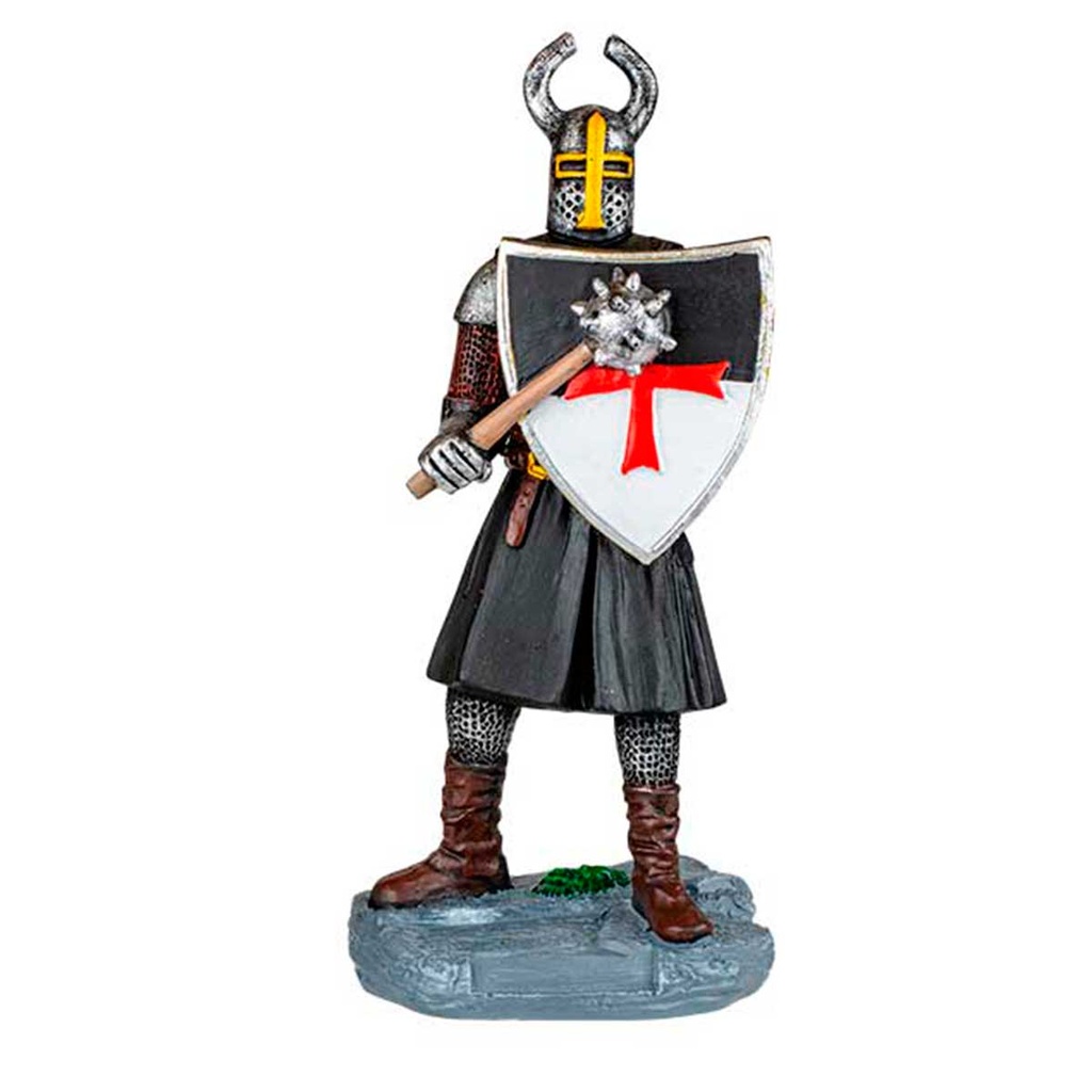 FIGURA TEMPLARIO MAZA Y ESCUDO 8 CM NEGRA