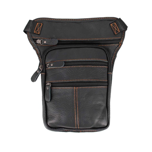 [801007] BOLSO PIERNA PIEL CREMALLERA NEGRO-MARRON