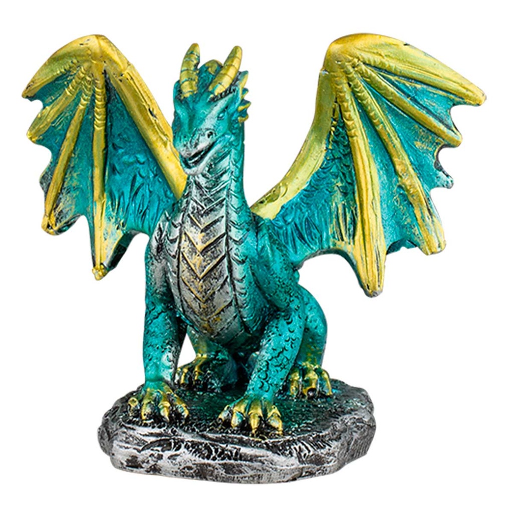 FIGURA RESINA DRAGON ALAS 7.5 CM VERDE