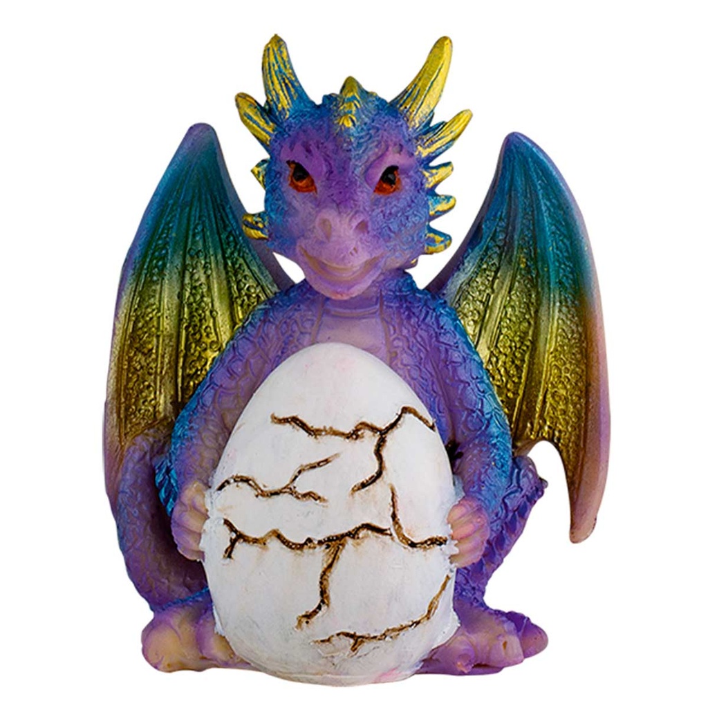 FIGURA RESINA DRAGON HUEVO 8.5 CM MORADO